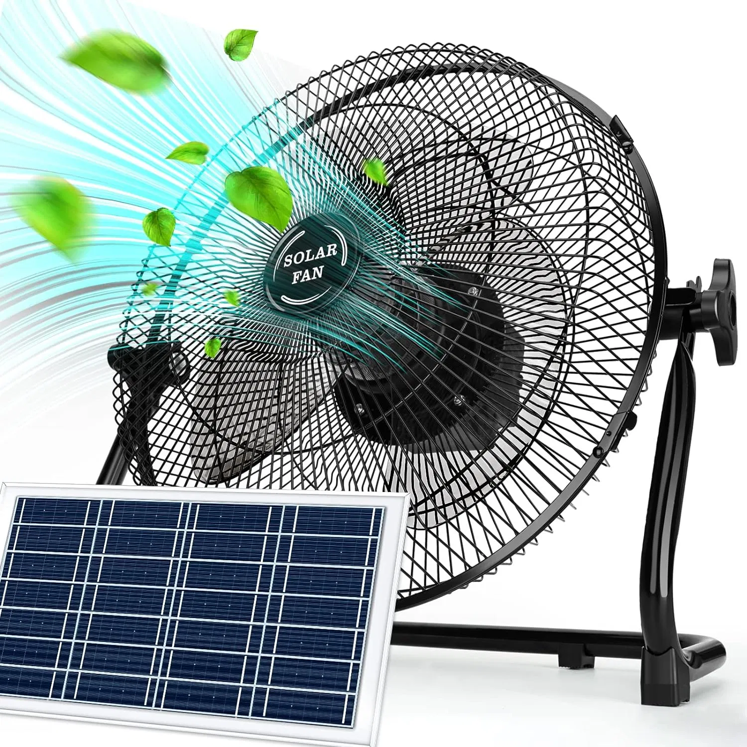 Battery Operated 2-in-1 Solar Panel & AC Charger Powered Fan