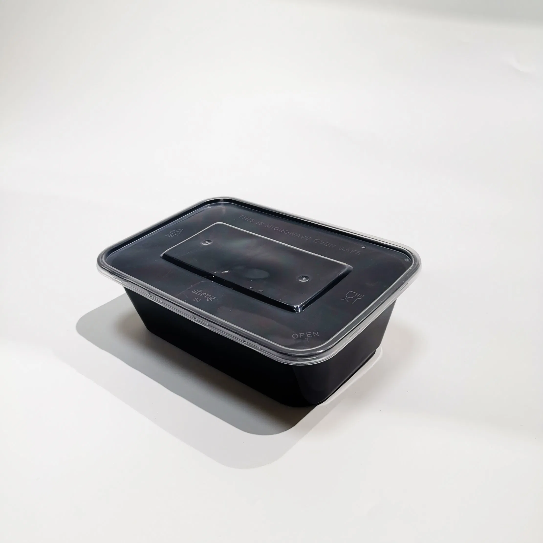 Black PP Plastic Bento Lunch Food Container Takeaway Microwavable Box