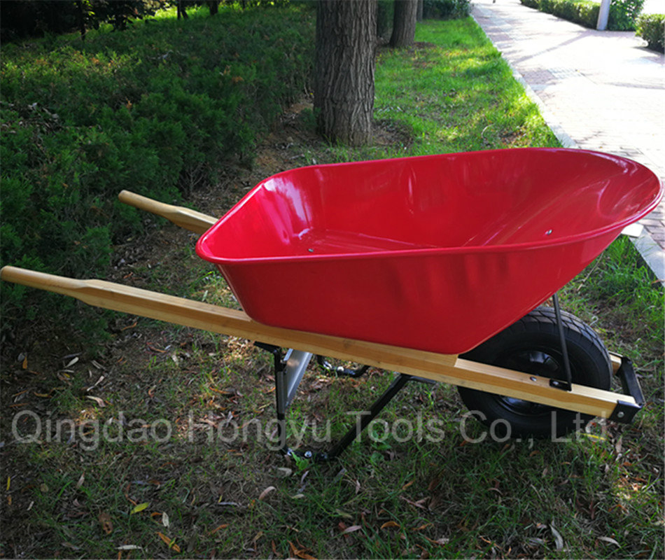 American Market Plastic Tray Wood Handle Wheelbarrow