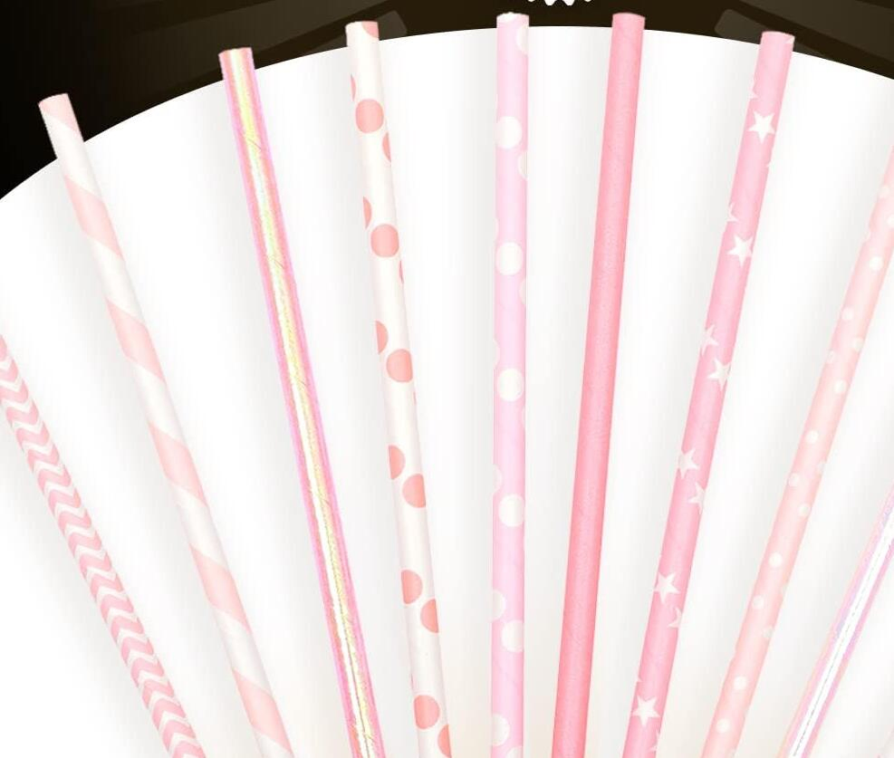 Party Decoration Mix Assorted Paper Straw Eco-Friendly Biodegradable Drinking Straws