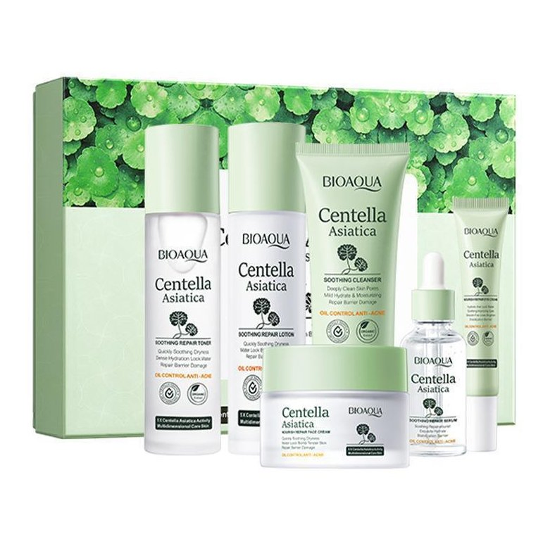 Online Wholesale in Stock Private Label Facial Revitalizing Centella Asiatica Skin Care Set Calming Anti Acne Cica Repair Cream Skin Set