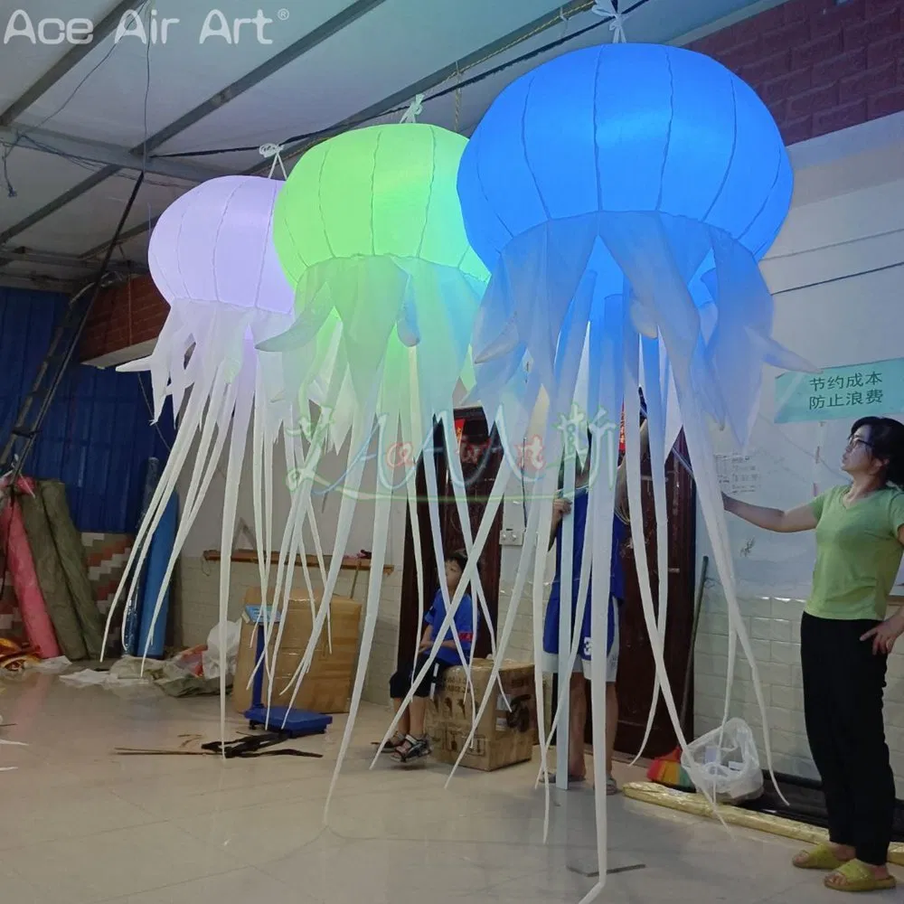 3mh Vivid Inflatable Ceiling Jellyfish LED Lighted Inflatable Wedding Jellyfish Balloons for Party