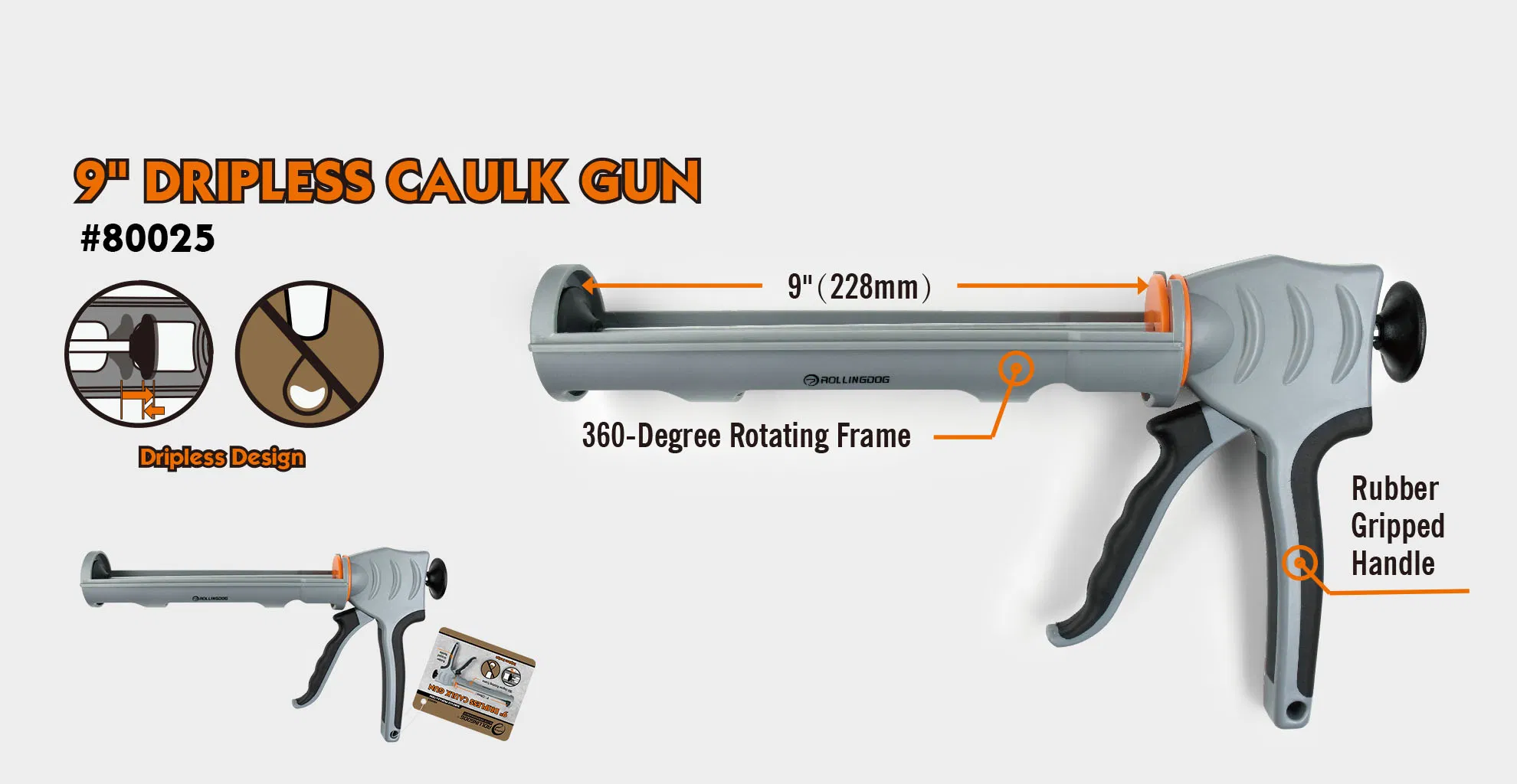 Rolingdog-Standard 80025 9" Super Light Caulking Gun