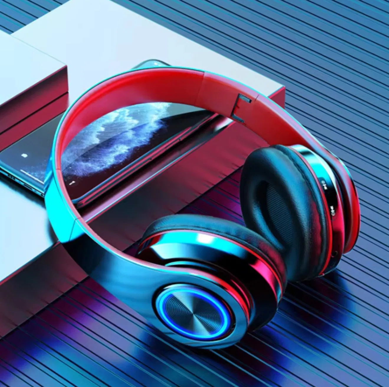 Игровая гарнитура B39 с подсветкой, беспроводная, складная