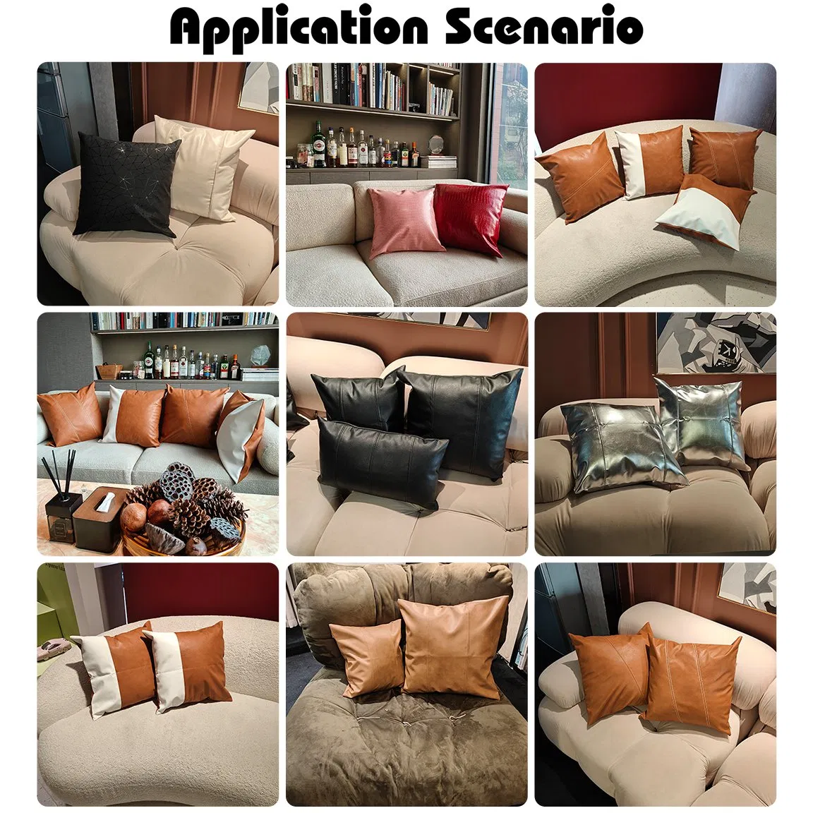 Popular 18inch Decorate Sofa Luxurious Square Leather Pillowcase