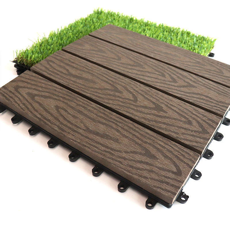 Outdoor Waterproof WPC Solid Hollow Deck 1 Feet by 1 FT Wood Plastic Composite Engineered Flooring WPC DIY Interlock Deck Tile