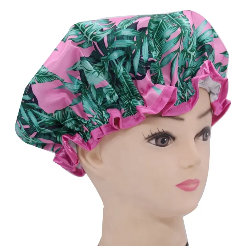 High Quality Printing Shower Caps Double Layer Satin Shower Cap