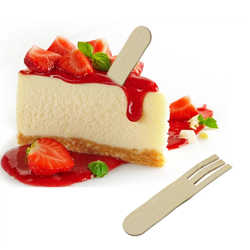 Wholesale 115 mm Biodegradable Disposable Cutlery Bamboo Cake Fork