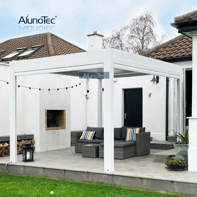 Electric Bioclimatic Pergolas Opening Roof Louver Aluminium Garden Pergola