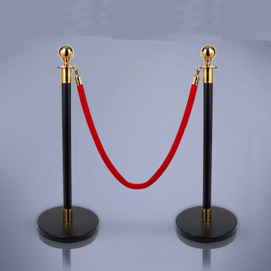 1.5m Fixed Rope Queue Line Stanchion Black Matt
