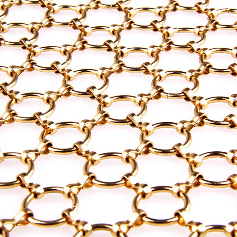 8mm Brass Chainmail Ring Mesh Curtain for Architectural Decorative Use