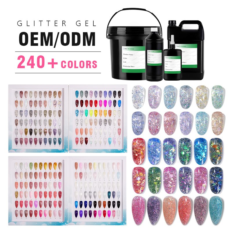 R S Nail Popular 240 Color Glitter Gel 1kg Bulk Gel Polish Manicure Nail Adhesive Glue