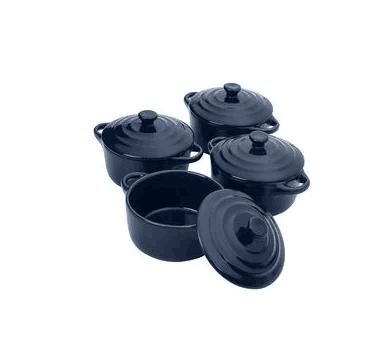 Керамическая супница с ручкой, черная