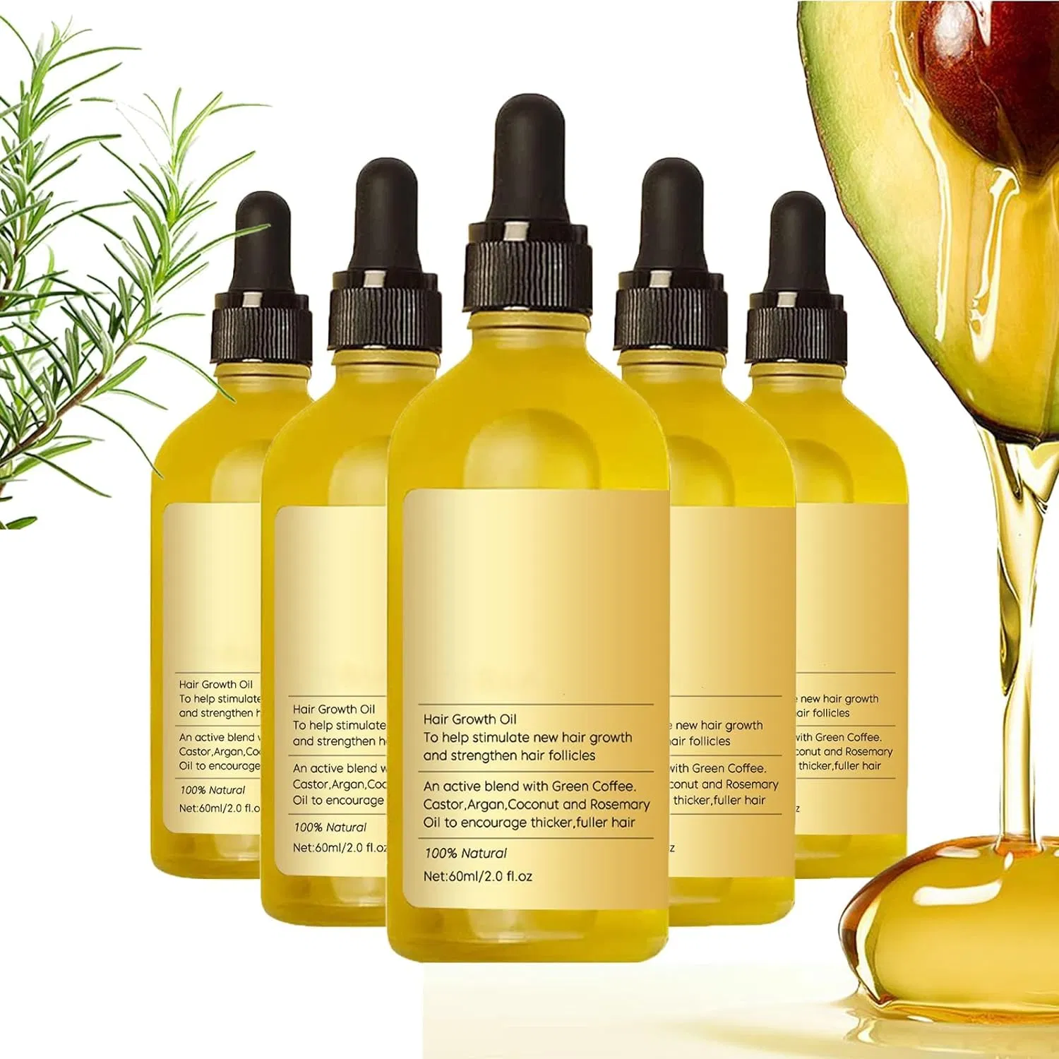 Private Label Natural Organic Rosemary Hair Growth Oil Hair Regrowth Treatment Scalp Care Massage Hair Scalp Oil