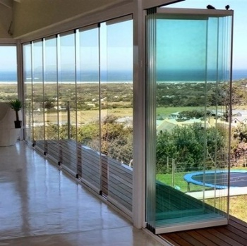 Tempered Glass Stacking Foilding Sliding Door with 12mm Glass