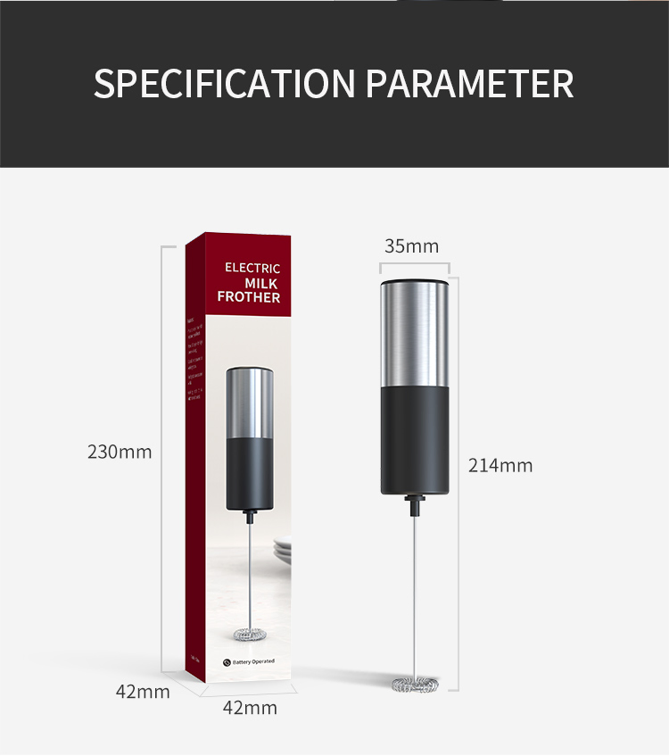 304 Stainless Steel Powerful Handheld Milk Frother for Coffee Electric Mini Milk Frother