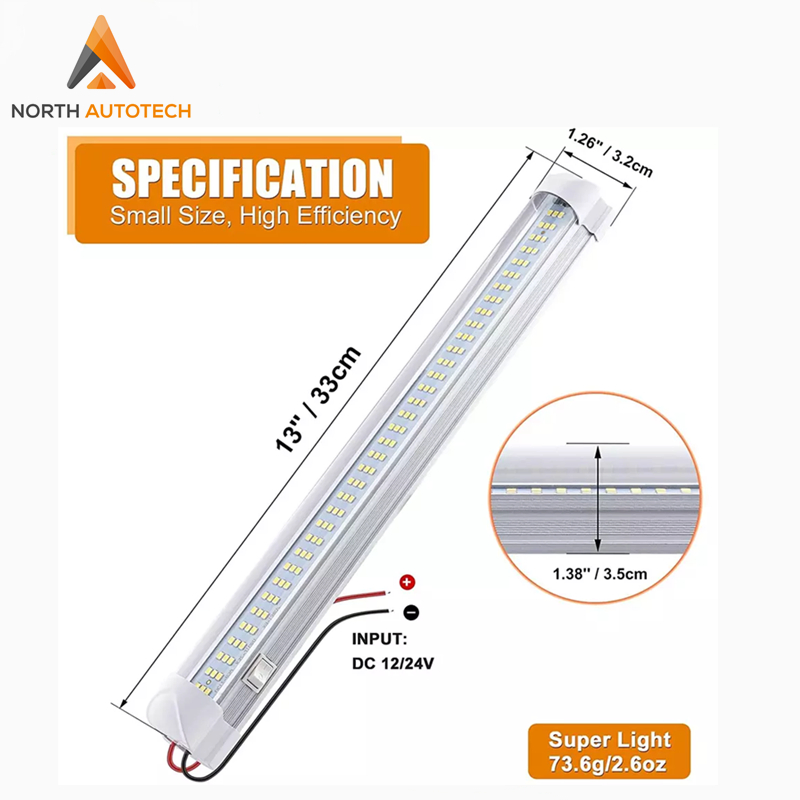 12V/24V 13-дюймовая светодиодная лента на 108 LED с выключателем