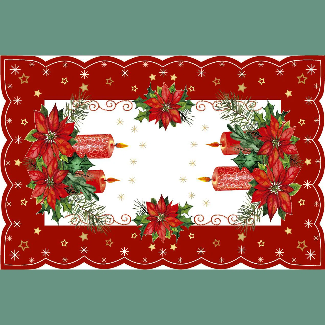 Merry Christmas Candle Digital Printed Placemat Christmas Goodies Recommend Table Mat