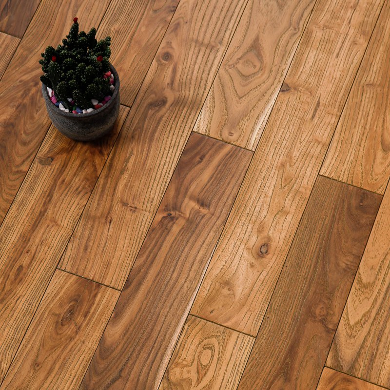Modern Dark Finish Herringbone Solid Wood Flooring Above Grade