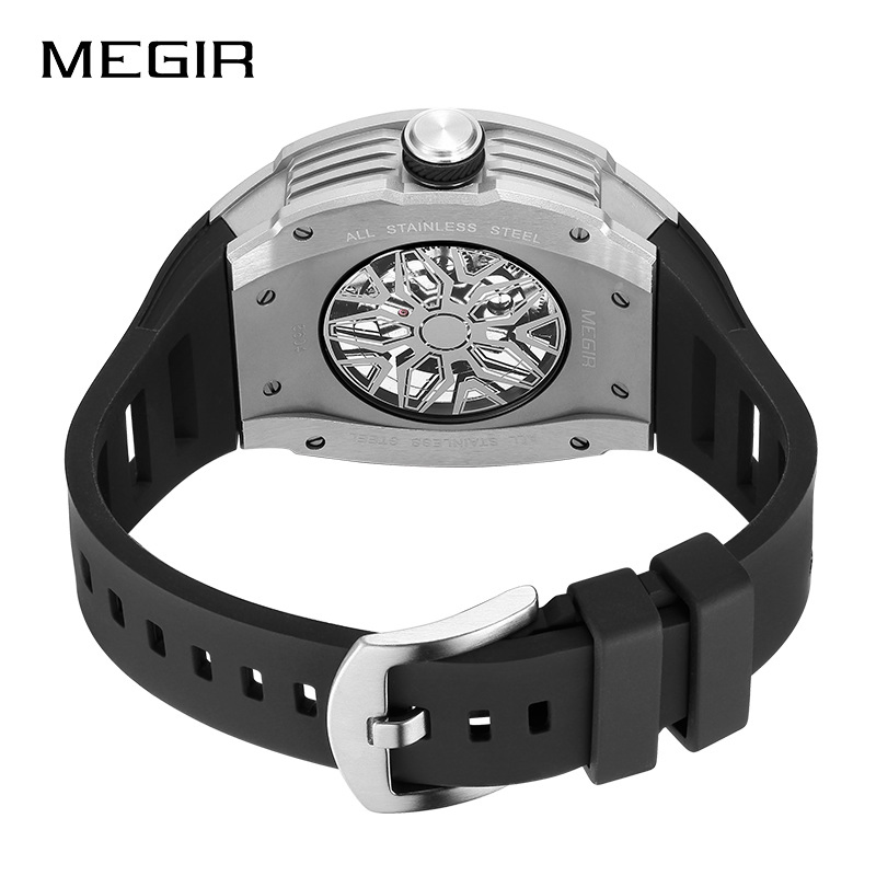 Megir 8604 Men's Sports Business Silicone Strap Multi Functional Automatic Mechanical Watch