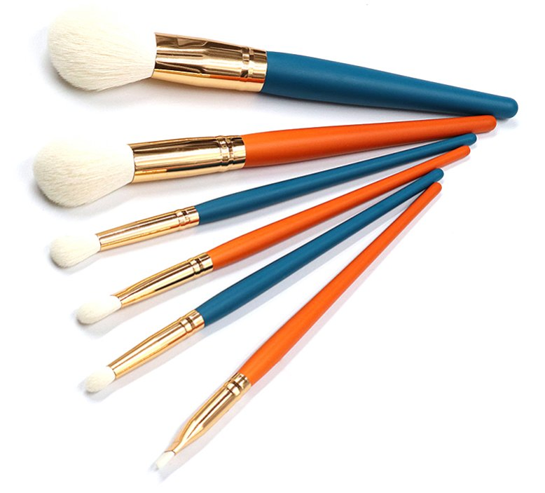 Fashion 6PCS Set Blue & Orange Color Makeup Brushes Portable Beauty Tools High-Quality