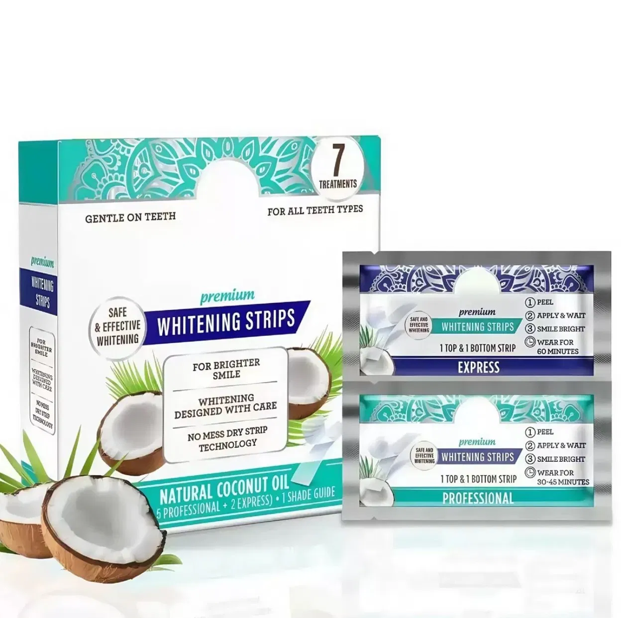 Top Advanced Fast Result Teeth Strips Stains Removal Teeth Whitening Strips Peroxide Free Travel Worry Free Tooth Whitening Coconut White Whitening Tooth Strips
