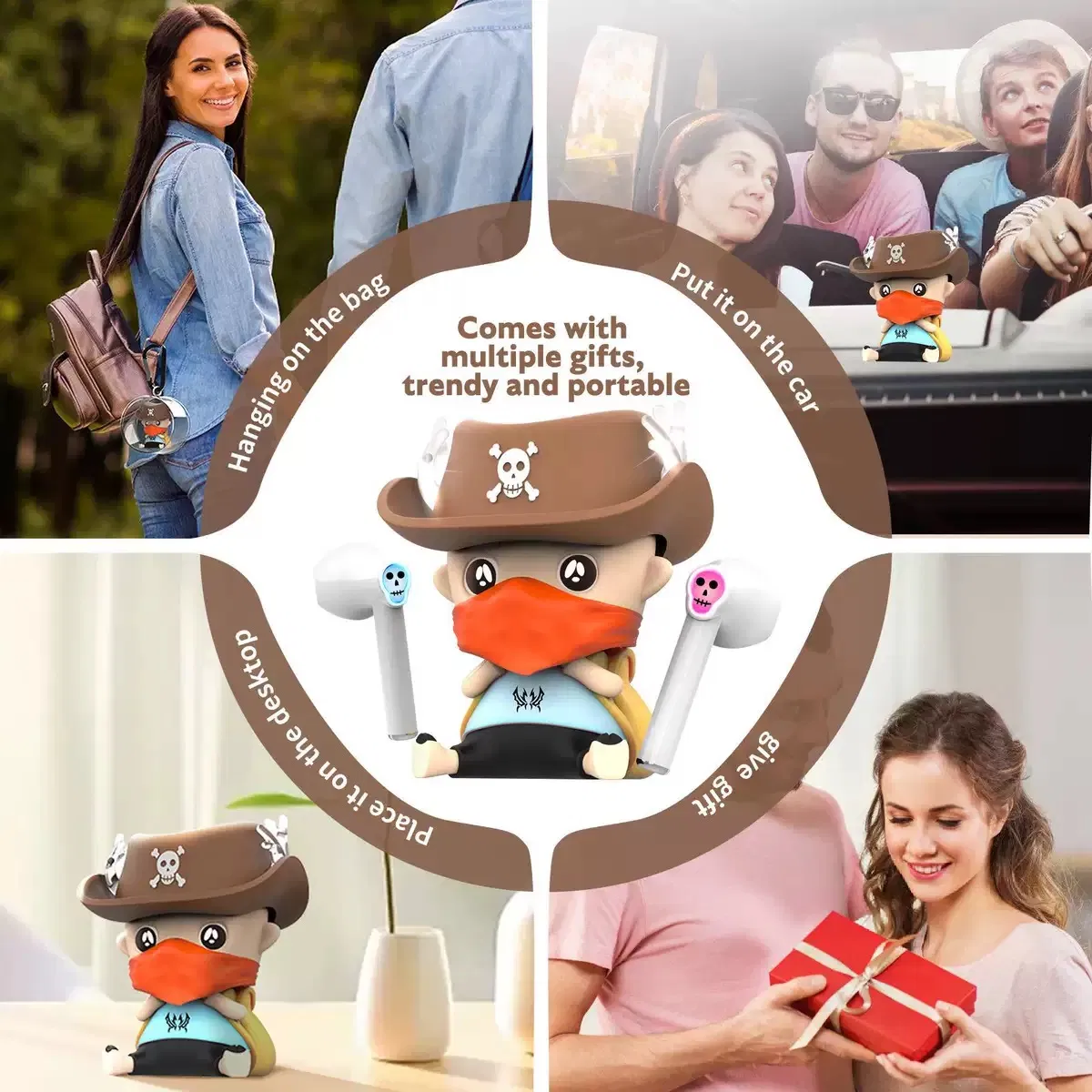 Tws Wireless Bluetooth Earphone with Cartoon Character Case Soft Silicone & 30h Playtime