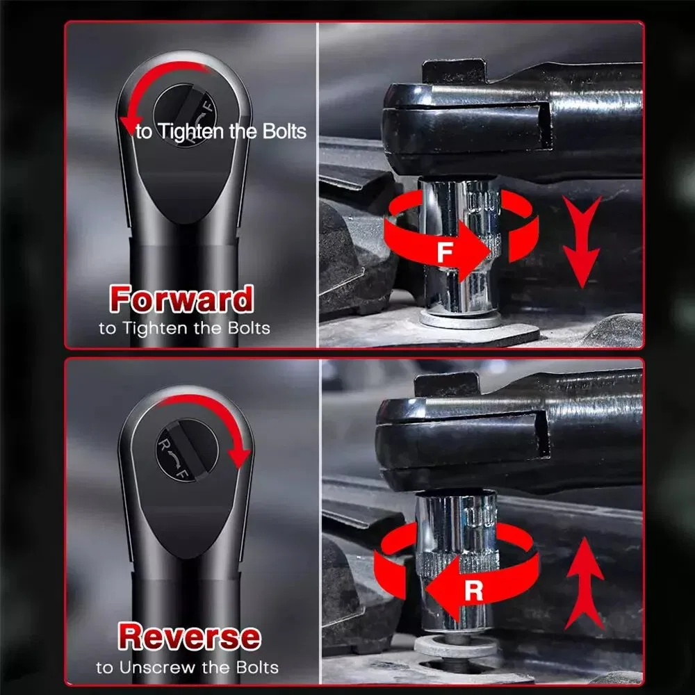 Cisvis 12V Brushless Ratchet Wrench 3/8'' 16cm Long Head with LED Work Light and 55nm Torque for Dark Space Mechanical Repair