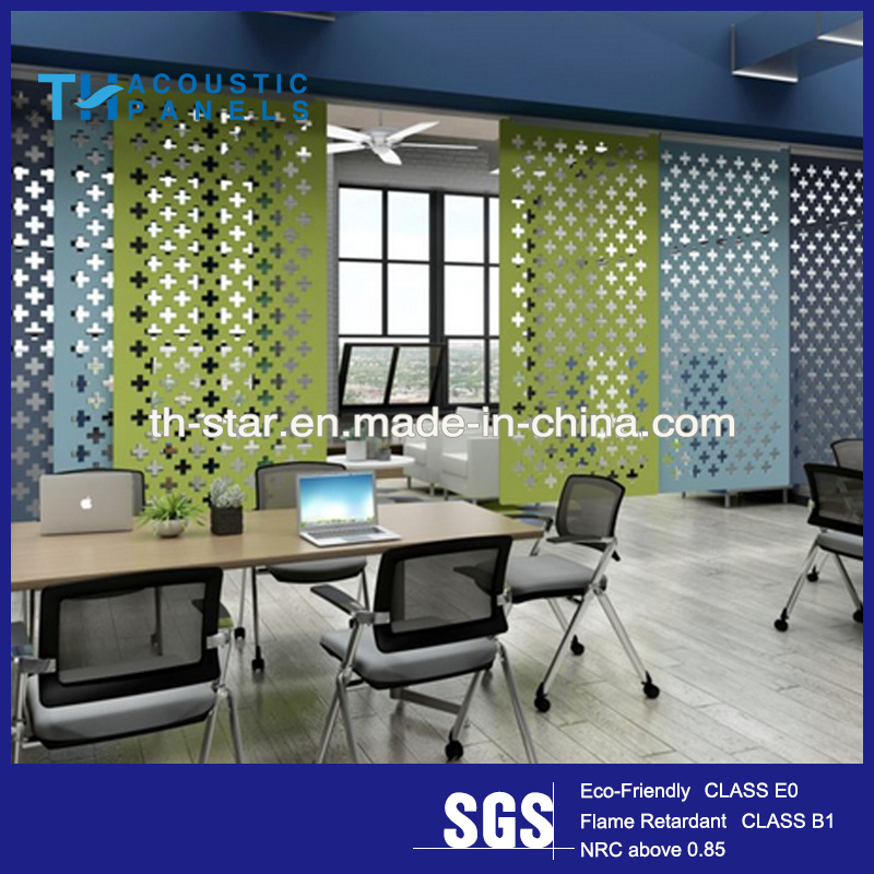 China Factory Eco Friendly Polyester Fiber Sound Absorbing Panel Interior Office Company Modern Room Divider Hollow Floor Decoration Material