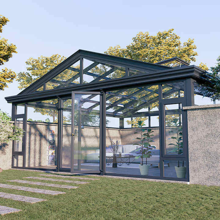 Outdoor Customized Aluminum Frame Glass Sunroom Commercial Glass House Garden Sun Room