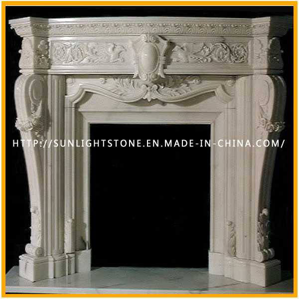 Natural Beige Travertine Marble Fireplace