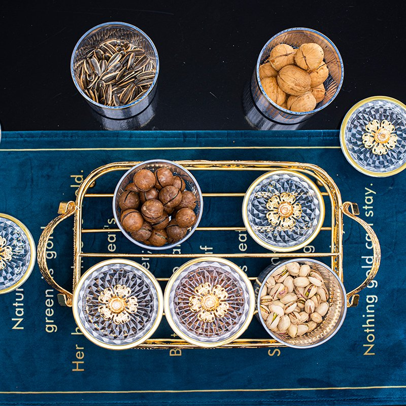 Saudi Arabian Style Featuring 6 a Gold-Plated Iron Candy Bowl