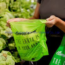 Hot Sale 100% Bio Compostable Degradable Supermarket Shopping Bags on a Roll and Biodegradable Fruits Vegetables Bags