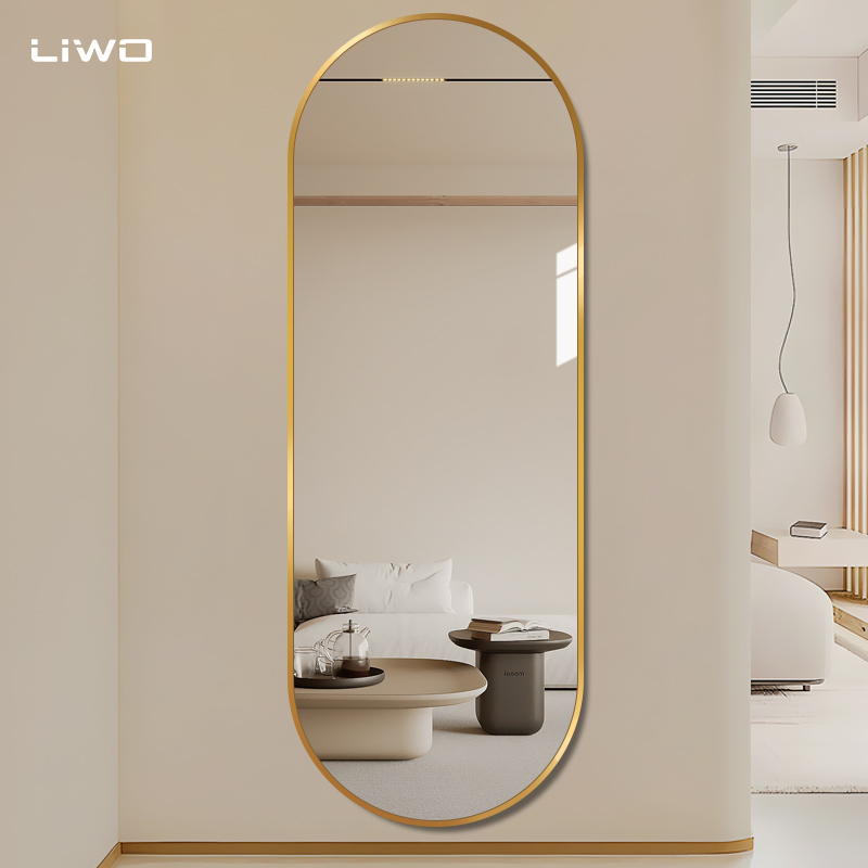 Wall-Hanging Different Size Oval Shaped Vanity Full-Length Dressing Cosmetic Mirror with Aluminum Alloy Frame Explosion-Proof Durable Glass Luxury Decoration