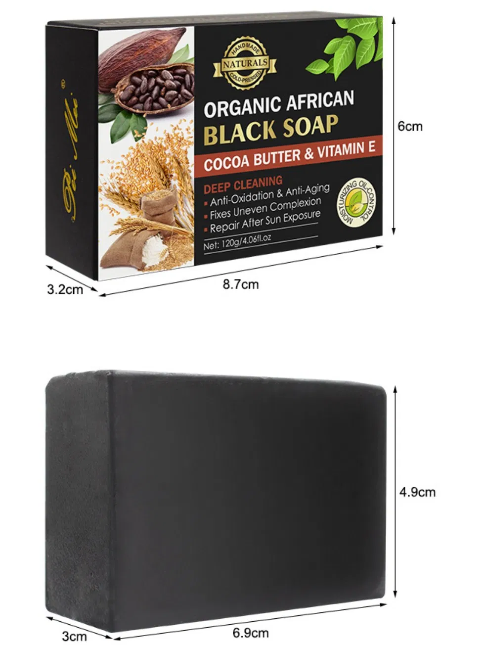 OEM Organic Handmade African Black Soap for Dark Remover Skin Whitening Soap