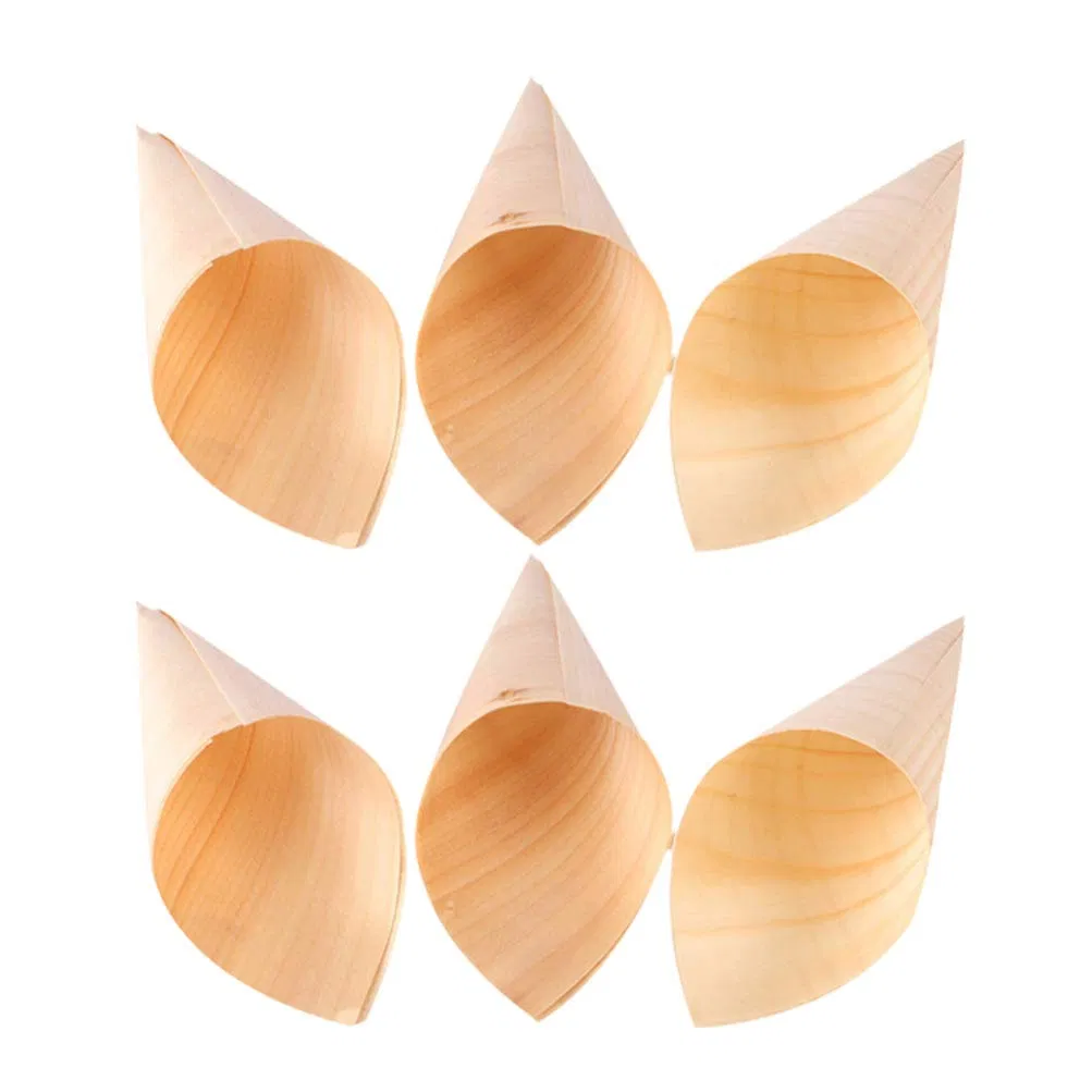 8 in Wood Restaurant Modern Wooden Sushi Lunch Cone