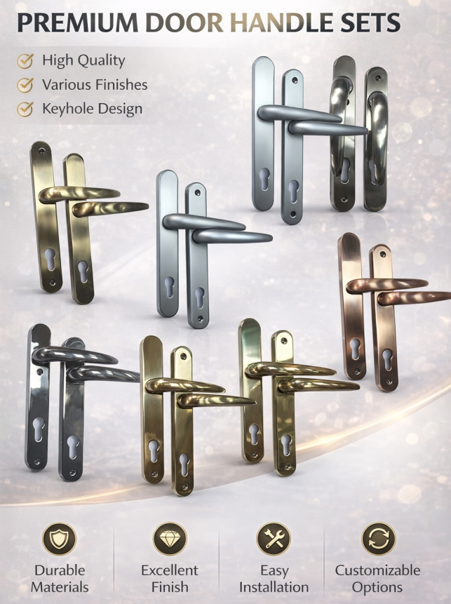 Exterior Door Hardware Lever Door Handles Golden Silver Polished Customized