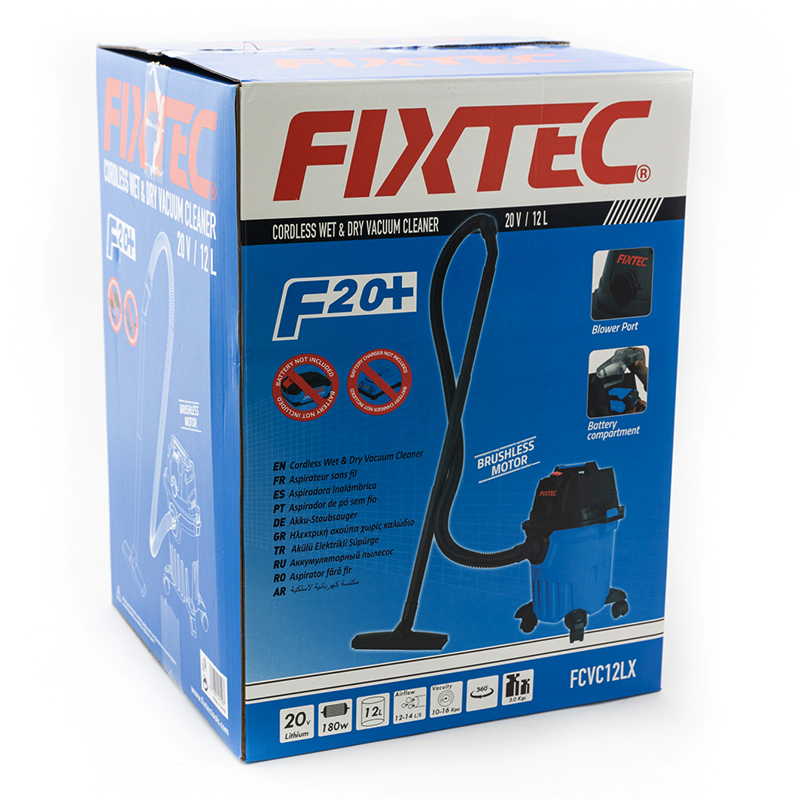 Fixtec Industrial 180W 12L Brushless Motor Cordless Li-ion Battery Vacuum Cleaner Wet Dry Pure Copper