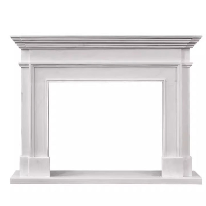 Custom-Designed Interior Volakas White Marble Fireplace