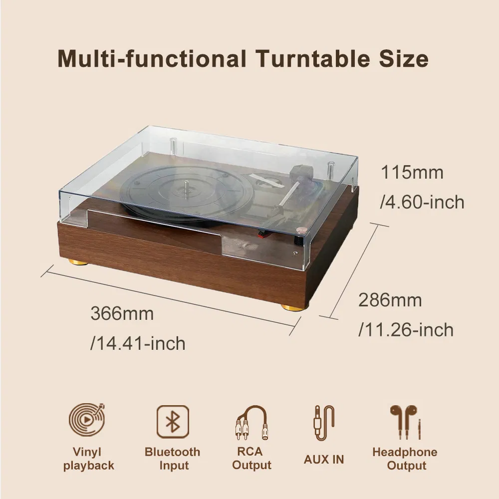 Виниловый проигрыватель TR104 Classic Wood с беспроводной акустикой