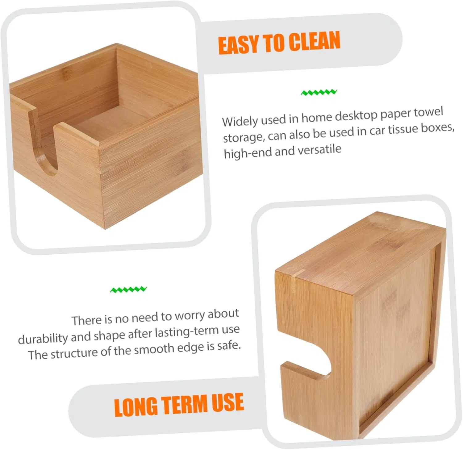 Bamboo Household Living Room Kitchen Desktop Tissue Napkins Storage Box