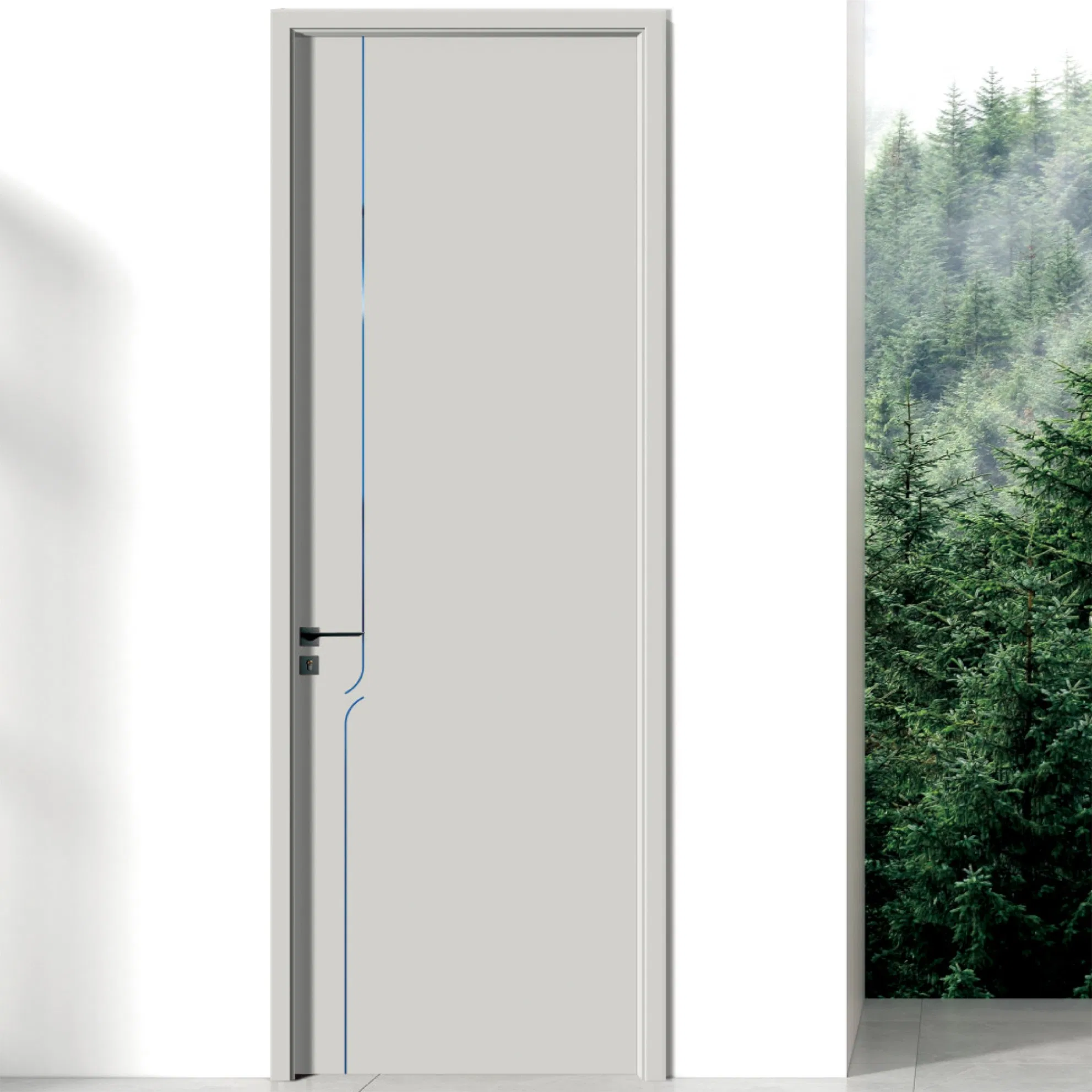 21. Custom Premium Elegant Interior Wooden PVC Security WPC Door Solid Wood Entrance for Luxury Brand Homes Boutiques