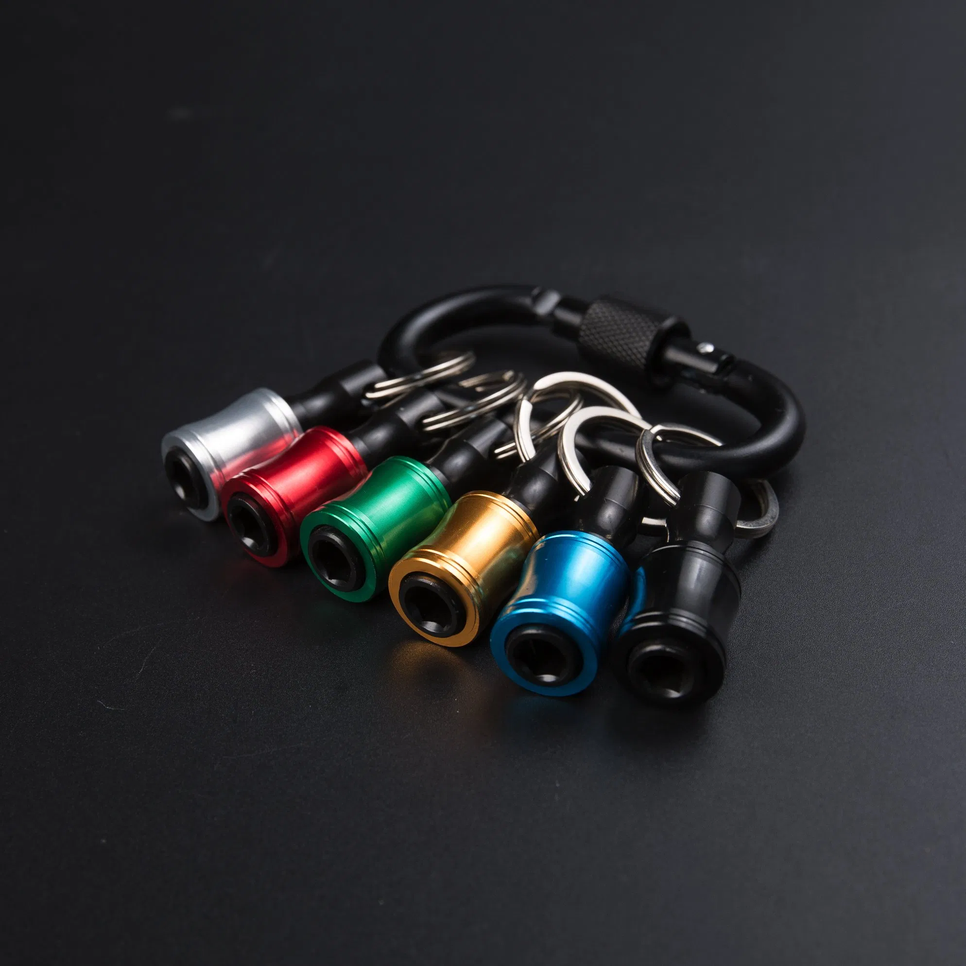 Hex Shank Aluminum Alloy Portable Carabiner Keychain Screwdriver Multiple Color Bit Holde