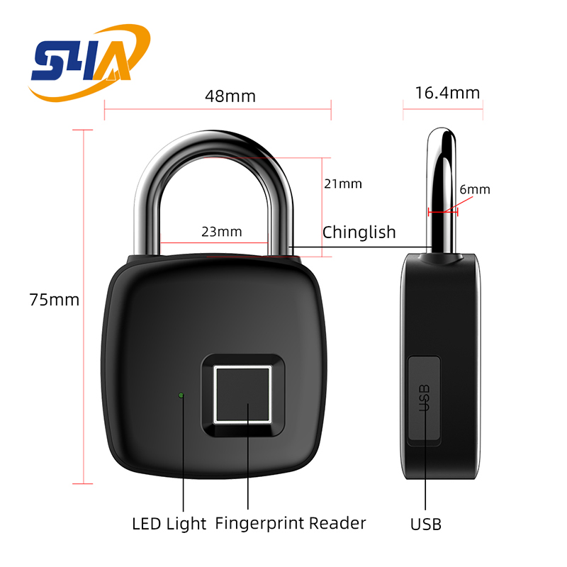 Smart Fingerprint Lock Mini USB Charging Smart Padlock Cabinet Fingerprint Lock Bag Padlock