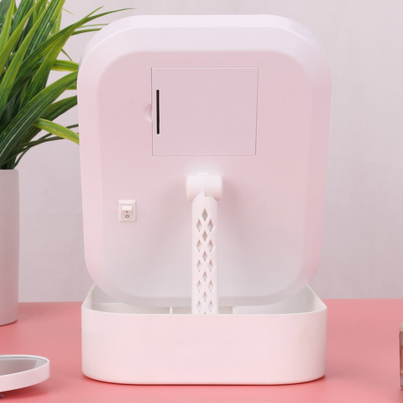 Smart Touch Screen Folding LED Single Side Cosmetic Makeup Mirror with Organizer