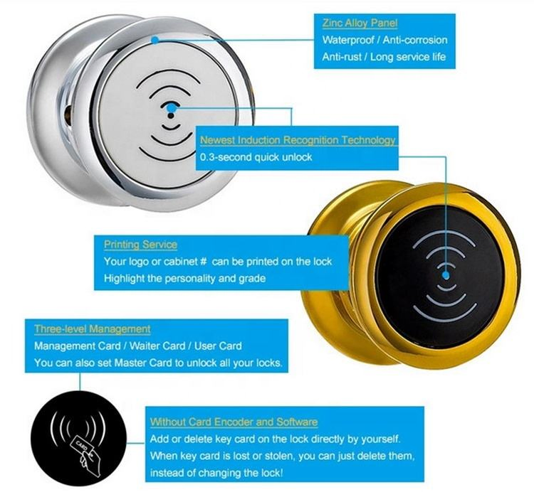 Fitness Gym SPA School Cabinet Round Shape Electronic RFID Card Locker Lock