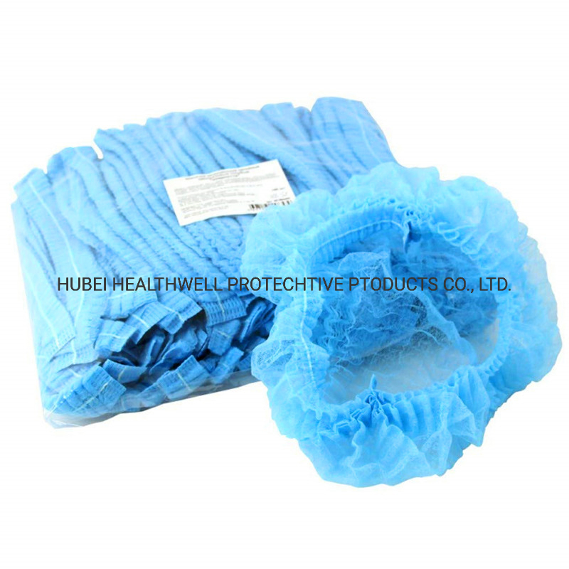 High Quality Disposable PP Non-Woven Clip Cap / Mob Cap, with Single Elastic