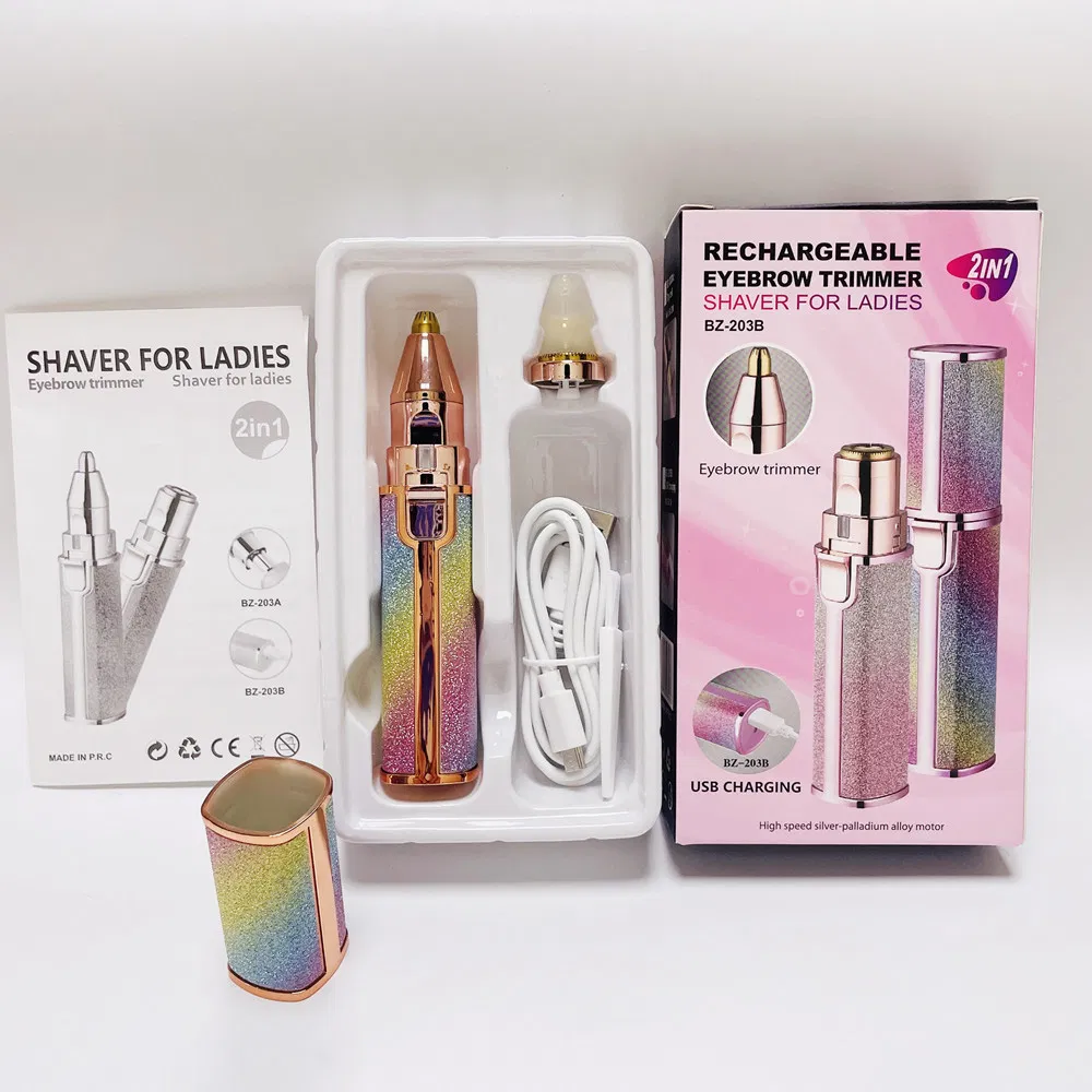 Mini Electric 2 in 1 Women's Body Eyebrow Shaver Painless Hair Barber Facial Nose Razor Beard Trimmer