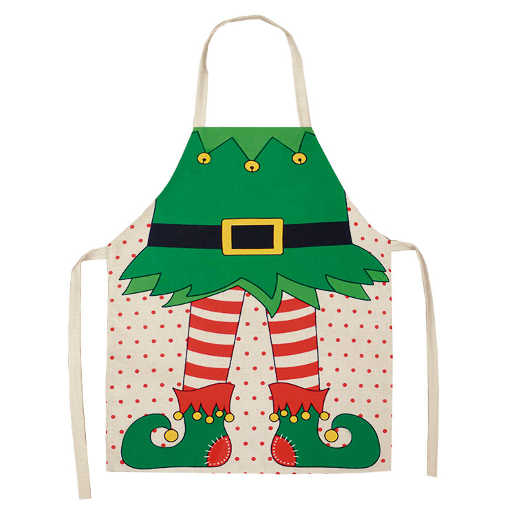 Cute Adjustable Kitchen Chef Bib BBQ Cooking Christmas Elf Apron for Adult