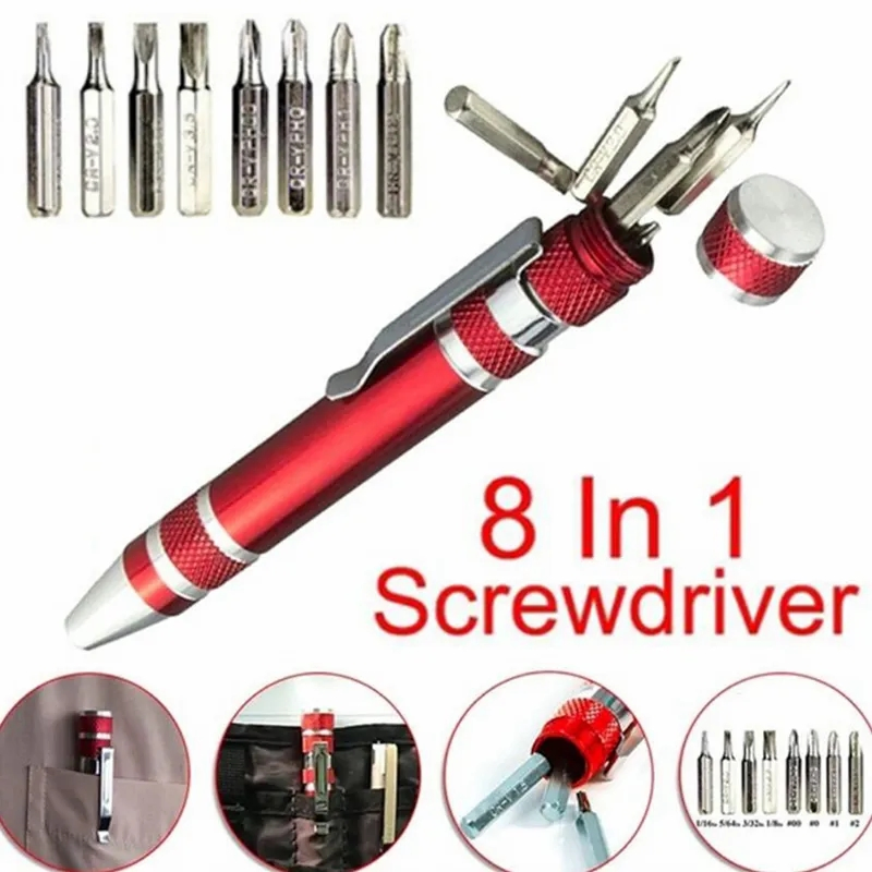 Multifunction 8 in 1 Mini Aluminum Precision Pen Screw Driver Screwdriver Set Repair Tools Kit for Cell Phone Hand Tool Set